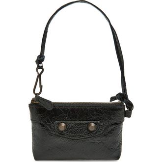 Balenciaga Le City Zip Pouch Leather Shoulder Bag in 1000 Black at Nordstrom