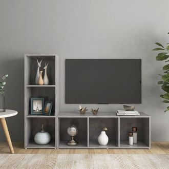 vidaXL Vidaxl - Muebles De Sal&oacute;n 2 Piezas Madera Ingenier&iacute;a Gris Hormig&oacute;n