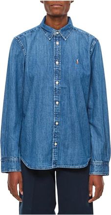 Polo Ralph Lauren Geborduurde denim blouse - Dames - Spijkeroverhemden - Blauw - S - Denim - Overhemden