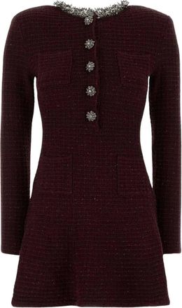 Self Portrait Gebreide Mini Jurk met Versieringen - Dames - Korte kleedjes - Rood - S - Katoen - Kleedjes