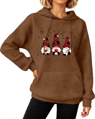 Generic Christmas Jumpers For Women - Ladies Jumpers Fashion Xmas Tree Graphic Pullover Loose Fit Long Sleeve Crewneck Hoodies Casual Lightweight Sweatshirts