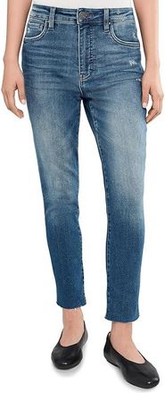 Kut from the Kloth Reese High Rise Fab Ab Straight Leg In Relieve Womens Jeans Relieve : 12 27, Cotton/Denim/Polyester