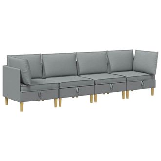 vidaXL Juego De Sof&aacute; Modular Con Almacenamiento 4 Pcs Gris Claro Tela Vidaxl