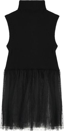 Red Valentino Gebreide kanten tanktop - Dames - Coltruien - Zwart - S - Wol - Truien & Vesten
