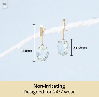 MAX + STONE 14k Yellow or White Gold 10x8mm Oval Cut Gemstone Drop Dangle Earrings