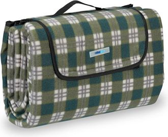 Relaxdays Relaxdays - xxl Picnic Blanket, Aluminium Coating, Folding Beach Rug with Handle, 200x200cm cm, Chequered, Green-Grey