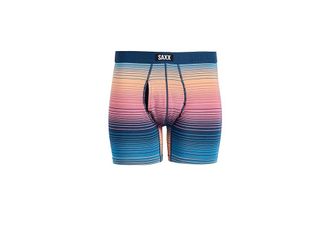 Saxx Underwear Vibe Xtra Soft Comfort Boxer Brief Fly Mens Underwear Hazy Stripe/Sunset : 2XL, Elastane/Mesh/Viscose