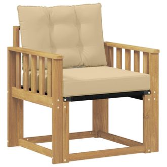 vidaXL Sof&aacute; De Exterior Madera Maciza De Acacia Y Textileno Blanco Vidaxl