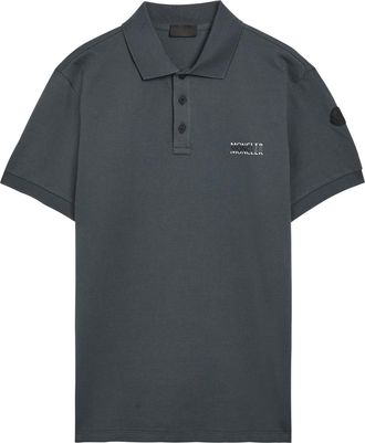 Moncler Logo-print Cotton Polo Shirt - Charcoal - XL