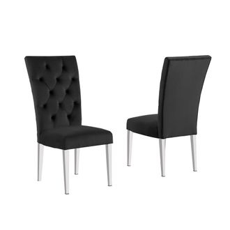 Best Master Furniture Layla Modern Velvet Upholstered Side Chairs in Black (Set of 2)