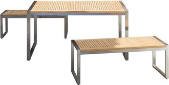 Tikamoon Conjunto de jard&iacute;n de teca maciza y acero de 6 plazas