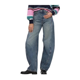 Tommy Jeans Jeans, Dames, Blauw, W28 L32, Katoen, Ella Mid Barrel Jeans