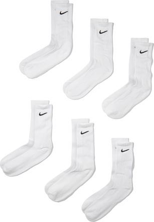 Nike Mens Everyday Cushioned Training Crew Socks (6 Pairs) in White | SX7666-100