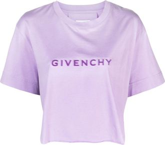 Givenchy 4G flocked cotton T-shirt - women - Cotton - M - Purple
