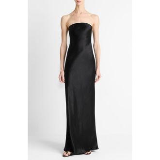 Vince Satin Strapless Gown in Black at Nordstrom Rack, Size 0