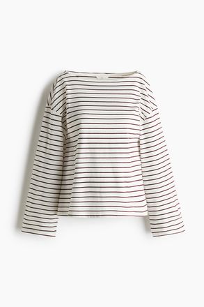 H&M MAMA Before & After Jerseyshirt - Weiss/Weinrot Gestreift