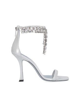 Jimmy Choo London Verity 100 Rhinestone Slingback Sandals Silver