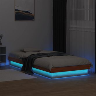 Berkfield Home LED Bed Frame without Mattress Wax Brown 75x190 cm Small Single Solid Wood