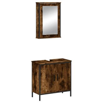 Berkfield Home 2 Piece Bathroom Furniture Set Smoked Oak Engineered Wood in Brown
