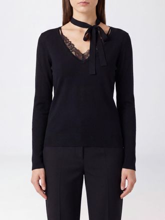 Pinko Maglia slim fit in pura lana con scollo a V e collo a fusciacca