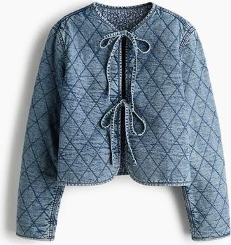 H&M Reversible Denim Jacket in Denim Blue/floral at Nordstrom, Size Xx-Large