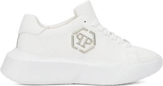Philipp Plein Godzilla Hexagon Logo Chunky Sneakers - Heren - Sneakers - Wit - 42 EU - Leer - Schoenen
