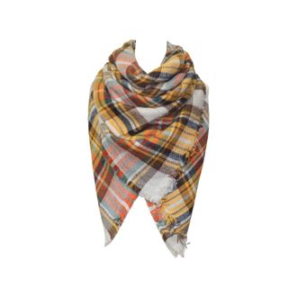 Generic Womens Scarfs And Shawls Plaid Warm Soft Scarf Shawl Imitation For Woman Yellow One Size