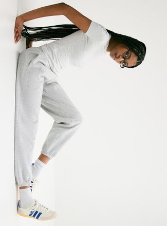 Twik Womens Solid cotton-fleece loose joggers