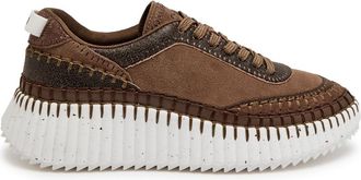 Chloé Nama Panelled Suede Sneakers - Brown - 36 (IT36 / UK3)