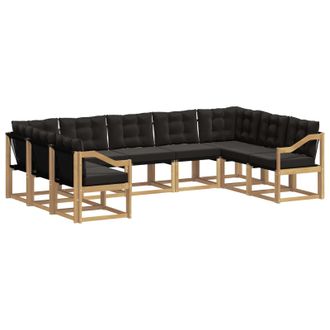 vidaXL Conjunto De Sof&aacute;s De Exterior Con Coj&iacute;n 9 Pcs Blanco Y Negro Vidaxl