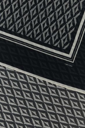 Tom Ford Mens Printed Cotton Scarf Ecrublack Exterior: Extra-Accessori