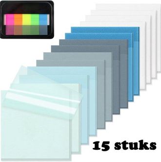 OEM Juego De 15 Notas Adhesivas Transparentes, Pesta&ntilde;as De &Iacute;ndice, Marcap&aacute;ginas, Notas Adhesivas, Ideales Para Apuntes De Estudio, Libros, Azul