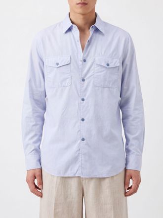 Aspesi Long-Sleeved Shirt with French Collar and Flap Patch Pockets