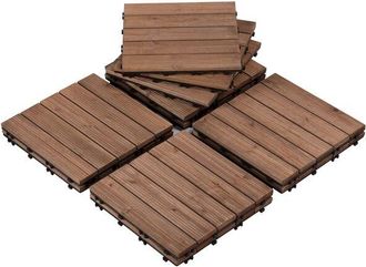 Yaheetech Yaheetech 11-55 X Baldosas Marr&oacute;n Suelo De Madera 30x30cm Montaje Por Clips Adecuadas De Terraza Balc&oacute;n Y Patios Jardin 11 Piezas
