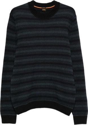 HUGO BOSS Trui met ronde hals - Heren - Ronde hals truien - Zwart - 2XL - Wol - Truien & Vesten