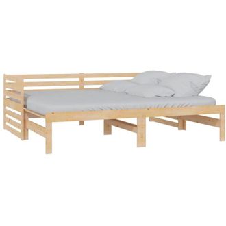 vidaXL Vidaxl - Divano Letto Estraibile in Legno Massello di Pino 2x(90x200) cm