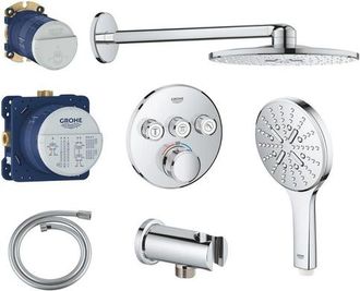 GROHE Grohtherm regendoucheset inbouw - hoofddouche rond - handdouche rond - chroom