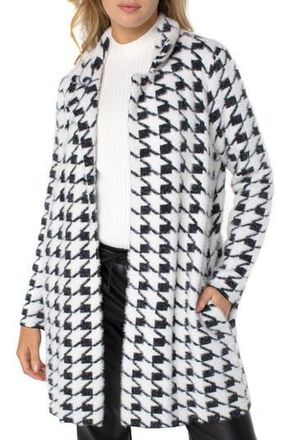 Liverpool L.A. Houndstooth Open Front Sweater Coat in B+W Hounds at Nordstrom Rack, Size X-Large