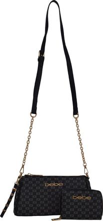 Bebe Adela Monogram Crossbody Baguette with Wallet in Black at Nordstrom Rack