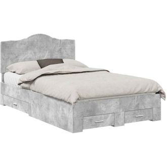 vidaXL Estructura De Cama Con Cabecera Gris Concreto 120 X 190 Cm Vidaxl