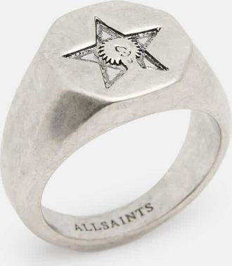 AllSaints Brass Wish Signet Ring, Size: S