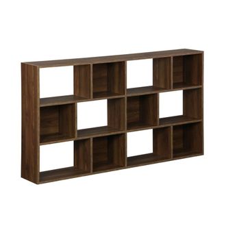 Sweeek Libreria con 3 baldas y 12 compartimentos, madera de nogal