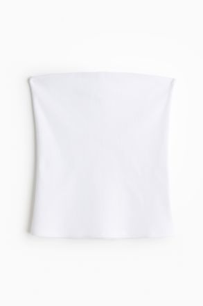 H&M Geripptes Tubetop - Weiss