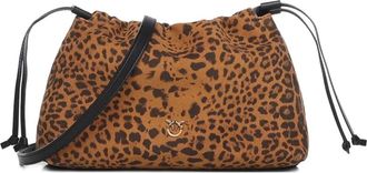 Pinko Mini Clutch Suede Stampa Macul Animalier - Dames - Schoudertassen - Bruin - ONE Size - Su&egrave;de - Tassen