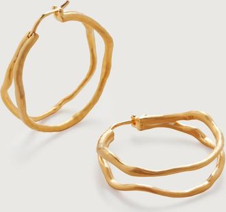 Monica Vinader Gold Double Medium Hoop Earrings