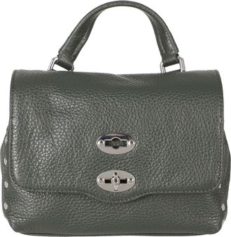 Zanellato Structured Green Handbag With Turn-Lock Closure And Rivet Accents