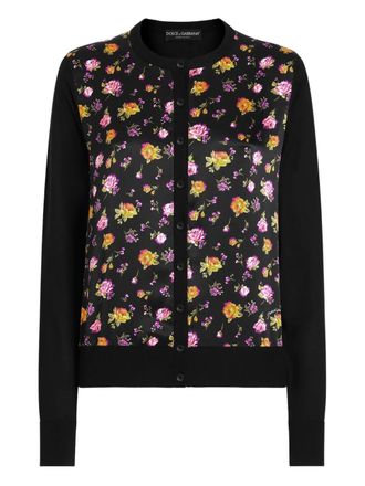 Dolce & Gabbana floral-print cardigan - Black