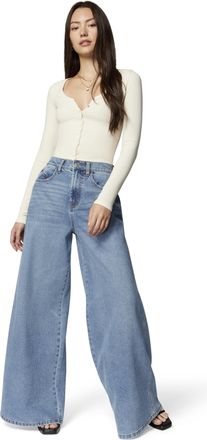Florence By Mills Womens Total Softie Denim Wide Leg Jeans, Med Wash, 14