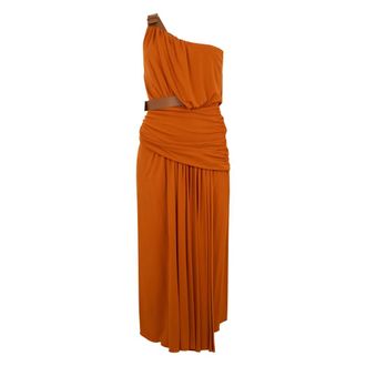Alberta Ferretti Midi Dress with Belts - female - Alberta Ferretti - Shirt Dresses - Orange - S - Dresses