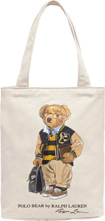 Polo Ralph Lauren Bear Canvas Shopper Tote - Dames - Tassen - Beige - Maat: ONE Size Katoen